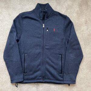Polo Ralph Lauren Fleece Mockneck Jacket Men Small Blue Full Zip Preppy Full Zip